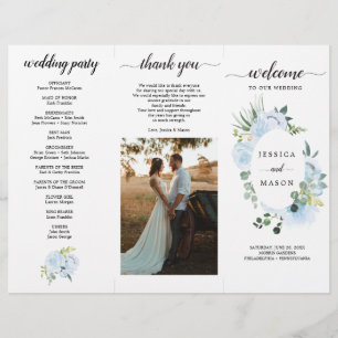 Bröllopsprogrammet Editable Fleur Jolie Trifold Reklamblad