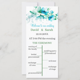 Bröllopsprogrammet elegant blå blomma