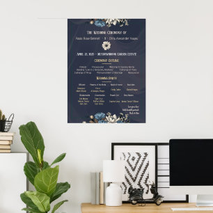 Bröllopsprogrammet Elegant Blommigt Poster