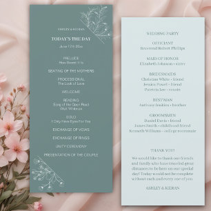 Bröllopsprogrammet elegant Blommigt Teal
