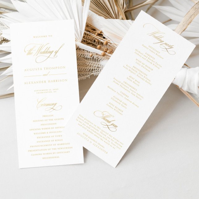 Bröllopsprogrammet elegant Classic Guld Imitation (Elegant Classic Gold Imitation Wedding Program)