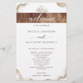 Bröllopsprogrammet elegant Earth Tones Watercolor