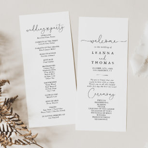 Bröllopsprogrammet elegant enkel calligrafi program