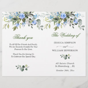 Bröllopsprogrammet elegant Eucalyptus Vattenfärg