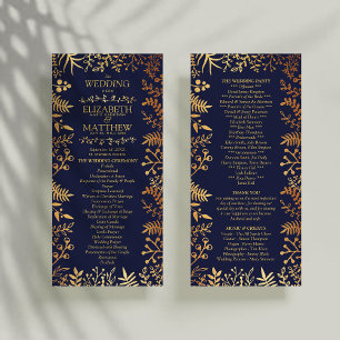 Bröllopsprogrammet elegant flottan och Guld Blommi Reklamkort