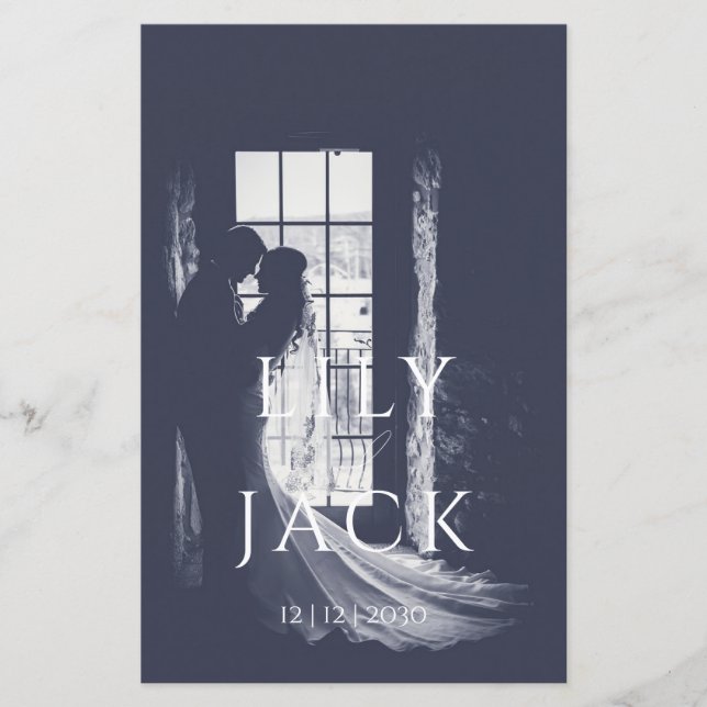 Bröllopsprogrammet elegant Foto Modern Typografi (Framsida)