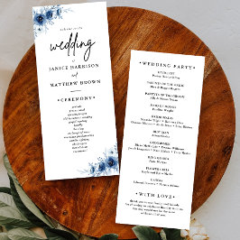 Bröllopsprogrammet elegant Fransk Vintage blått Bl