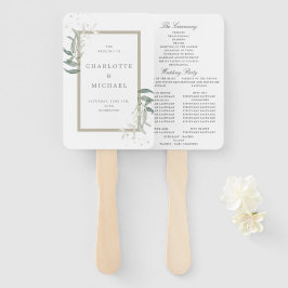 bröllopsprogrammet elegant grey sage löv