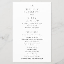 Bröllopsprogrammet elegant klassisk budget flygblad