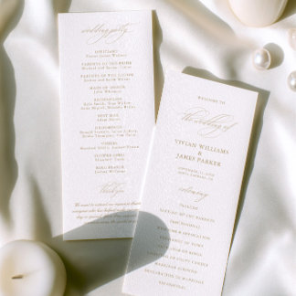 Bröllopsprogrammet elegant Modern Calligraphy Whit