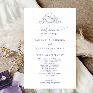 Bröllopsprogrammet elegant Monogrammed Lavender