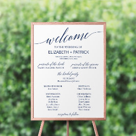 Bröllopsprogrammet elegant Navy Calligraphy Poster