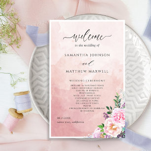 Bröllopsprogrammet elegant Pastel Lila Blommigt