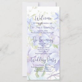 Bröllopsprogrammet elegant Periwinkle Clematis