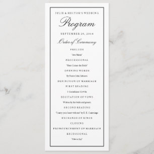 Bröllopsprogrammet elegant Script Black Gräns Program