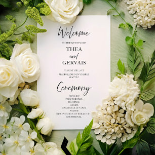 Bröllopsprogrammet elegant Script Calligraphy Whit