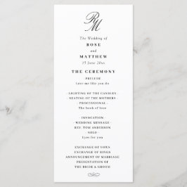 bröllopsprogrammet elegant svart och vitt program