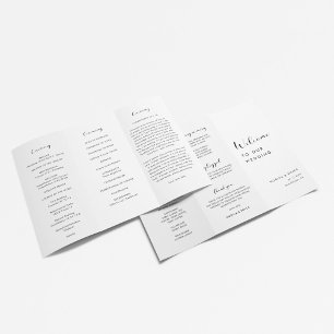 Bröllopsprogrammet elegant Svartvitt trefaldigt Reklamblad