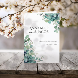 Bröllopsprogrammet elegant Vattenfärgsfärg Löv Program