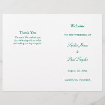 Bröllopsprogrammet Emerald Grönt Script Bi-Fold