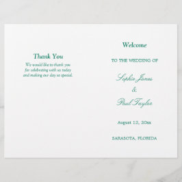 Bröllopsprogrammet Emerald Grönt Script Bi-Fold