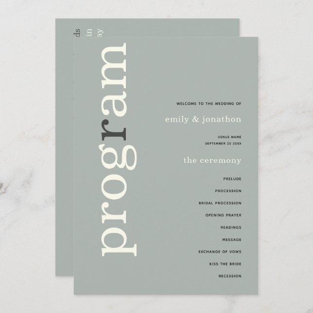 Bröllopsprogrammet Enkel sökning i Elfenbenskustet Inbjudningar (Fram/baksida)