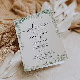 Bröllopsprogrammet Eucalyptus Folded med minimalis Program