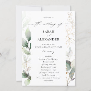 Bröllopsprogrammet Eucalyptus Glow Guld Greenery Inbjudningar