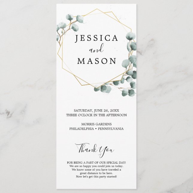 Bröllopsprogrammet Eucalyptus Greenery Program (Framsida)