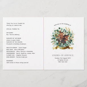 Bröllopsprogrammet Eucalyptus PHOTO Greenery PAPPE Flygblad