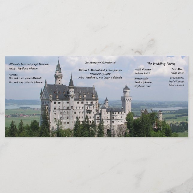 Bröllopsprogrammet Fairytale Castle Program (Framsida)