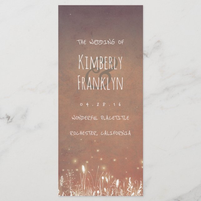 Bröllopsprogrammet Fält Rustic Program (Framsida)