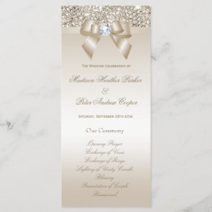 Bröllopsprogrammet Faux Champagne Sequins Diamond Program