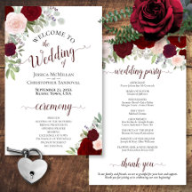 Bröllopsprogrammet för budgeten för  Rosa och röd 