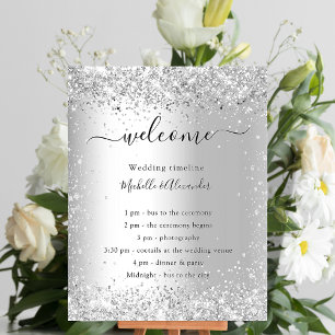 bröllopsprogrammet för eleganten silver glitter flygblad