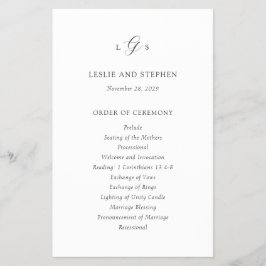 Bröllopsprogrammet för svartvit budget utan tidvat flygblad