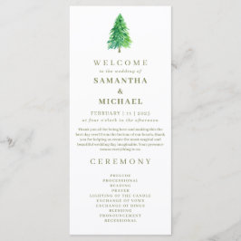 Bröllopsprogrammet Forest Träd Flower Blommigt Meny