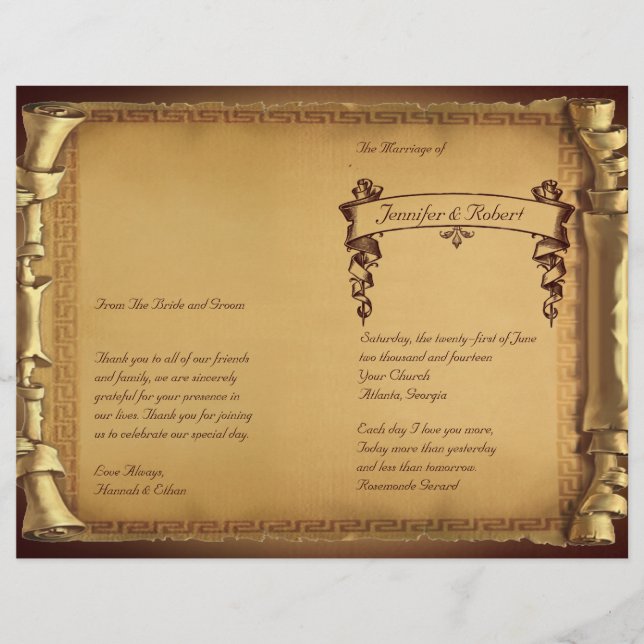 Bröllopsprogrammet gång vid tidpunkt (Framsida)