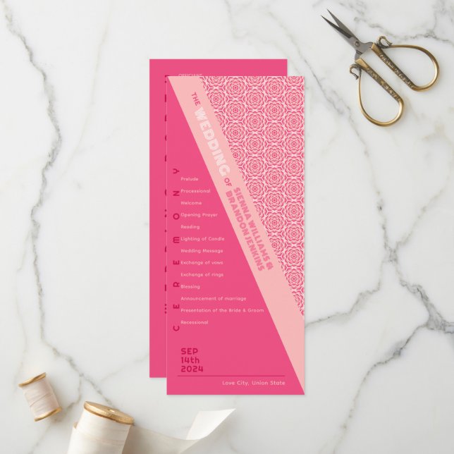 Bröllopsprogrammet Geometric Ro Red Program (Fram/Back In Situ)