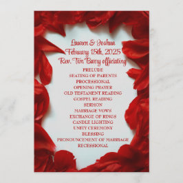 Bröllopsprogrammet Glamous Red Petals Program