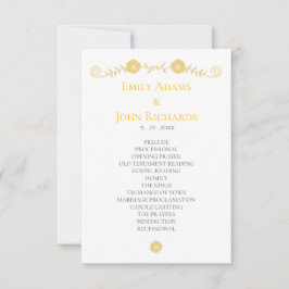 Bröllopsprogrammet Golden Gult och White Blommigt