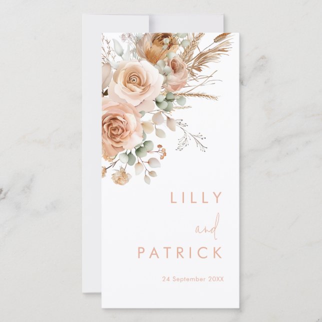 Bröllopsprogrammet Gorgous Boho Blommigt (Framsida)