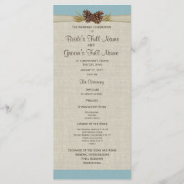 Bröllopsprogrammet Gräs Cones och Burlap Blue Program