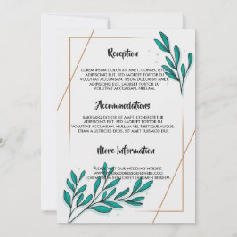 Bröllopsprogrammet Greenery Blommigt Gold Foil Löv Inbjudningar