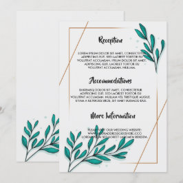 Bröllopsprogrammet Greenery Blommigt Gold Foil Löv Inbjudningar