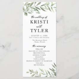 Bröllopsprogrammet Greenery Löv Program