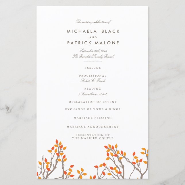 Bröllopsprogrammet Grenar (Framsida)