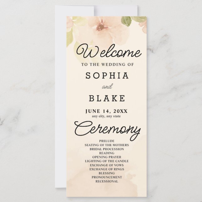 Bröllopsprogrammet gula blommor och Gulten  (Framsida)