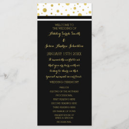 Bröllopsprogrammet guld Confetti Black White Program