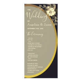 Bröllopsprogrammet guld och svart kalligrafi reklamkort
